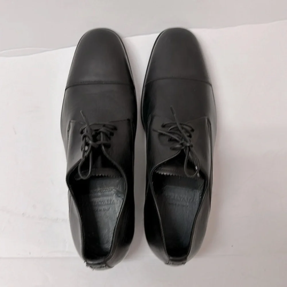 Aquatalia Men’s ABE‎ Black Leather Lace Up dress shoes size 10 made in Italy